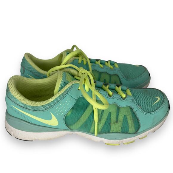 Nike Flex Women's Training Sneakers Size 8.5 Blue Yellow Waffle Running Walking - Picture 2 of 12